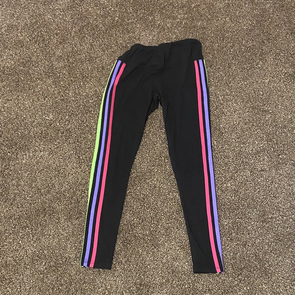 Rue21 Women’s Black Leggings with Neon Stripes